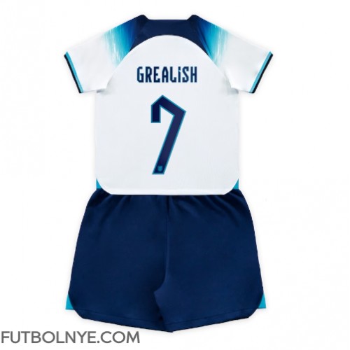 Camiseta Inglaterra Jack Grealish #7 Primera Equipación para niños Mundial 2022 manga corta (+ pantalones cortos)